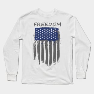 Freedom Painted American Flag Long Sleeve T-Shirt